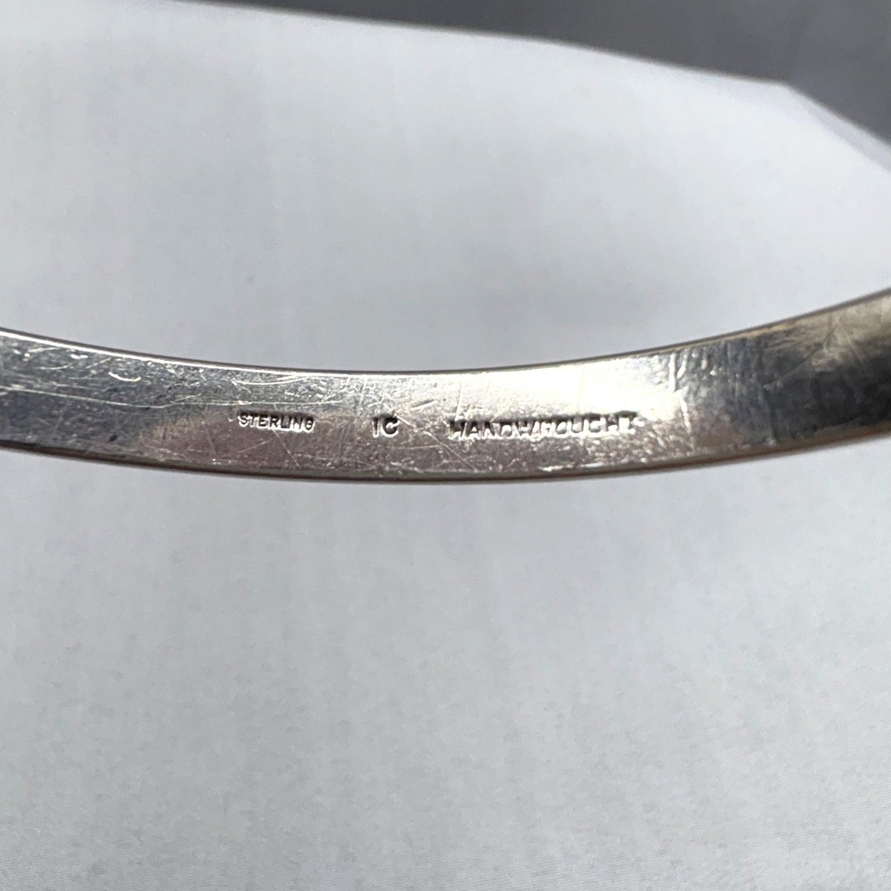 IC Bangle Bracelet Unisex 7.5 Silver Good Handwrought Sterling 1984 Etched - Picture 4 of 11